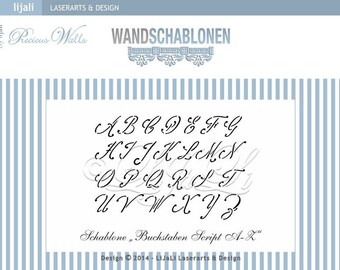 Wandschablone - Buchstaben "Script" A - Z ca. 50mm