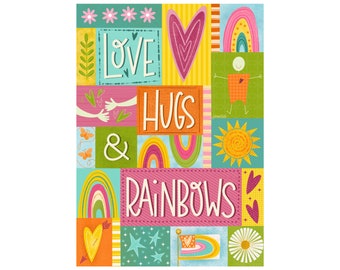 Love, Hugs, and Rainbows greeting card