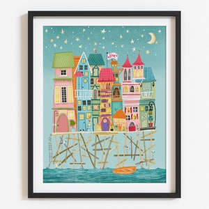 Whimsical Waterfront Houses print image 1