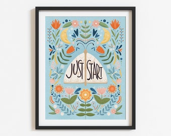 Just Start Folk Art Butterfly Print