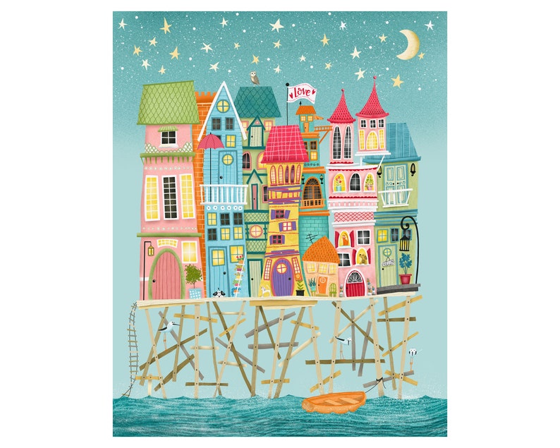 Whimsical Waterfront Houses print image 2
