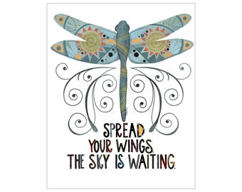 Spread your wings the whole sky is yours positive affirmation greetings card.