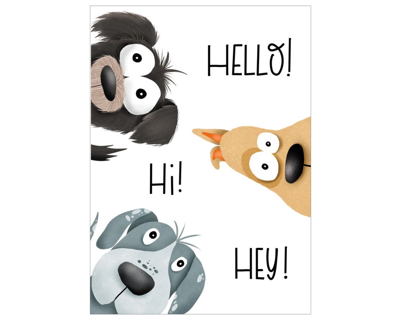 Hello Is Dog Hello Hi Hey Dog Card - Etsy