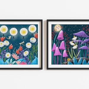 Whimsical Night Garden 2-print set
