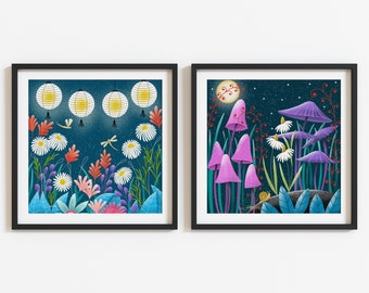 Whimsical Night Garden 2-print set