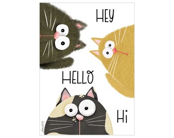 Hey, Hello, Hi cat card