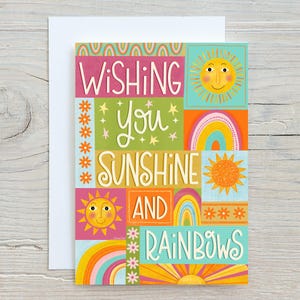 Wenskaart Zonneschijn en Regenbogen