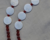 My Red, White and Silver Necklace Featuring Hill Tribe Silver Heart Clasp Pendant
