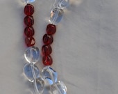 Crystal Quartz Nuggets with Red Glass Nuggets Hill Tribe Silver Clasp and Focal