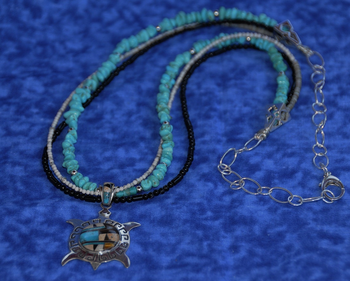 Native American Old Pawn Turtle Pendant Sterling with