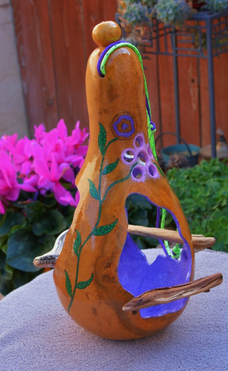 Simply Beautiful Natural Gourd Birdfeeder featuring Driftwood Etsy