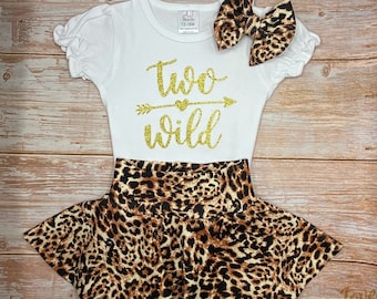 Two Wild Birthday Girl Outfit: Leopard Print Bummies & Boutique Shirt