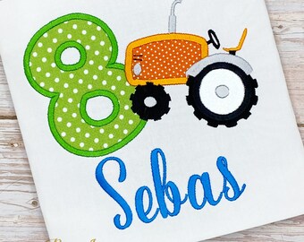Embroidered Tractor Birthday Shirt: Personalized Farm Outfit
