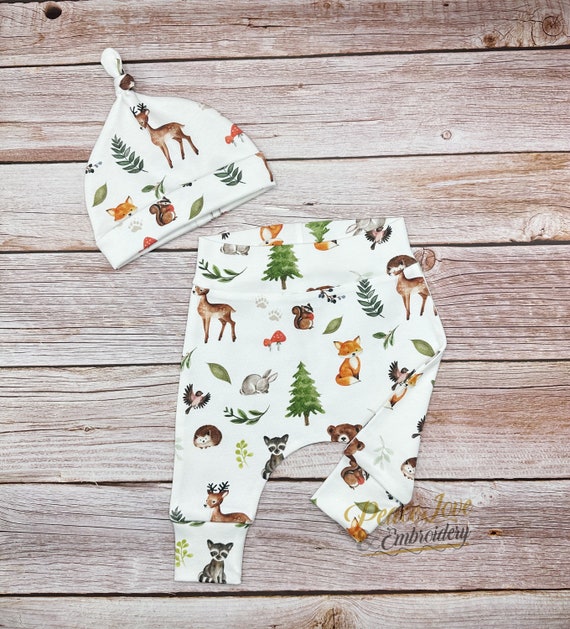 Woodland Animals Baby Leggings: Organic Cotton Joggers