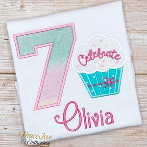 Cupcake Birthday Shirt, Cupcake Birthday Outfit, Girls Cupcake Birthday Outfit, Cupcake Birthday Party, 4th Birthday, 6th Bday, 7th Birthday