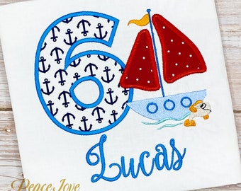 Sailboat Birthday Shirt, Boys Boat Birthday, Sea Theme Party, Sailboat Birthday Party, Boating Life, Boys Birthday Shirts. 6th Birthday, 9th