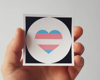 Sticker- Trans Pride Heart with Logo-Transgender