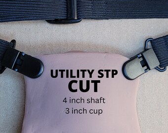 FTM STP Utility Packer - 4 inch Shaft, 3 inch Cup, Cut - With Harness - Platinum Silicone -Adjustable or Fitted Harness - mature