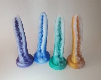 Geode Dildo-Crystal-Platinum Silicone-Four Colors Available-Mature