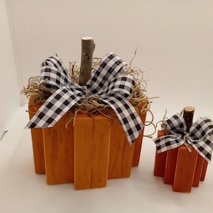 Handmade Block Pumpkins Set of 2