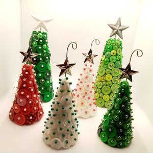 Handmade Button Christmas Trees