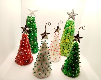 Handmade Button Christmas Trees