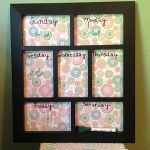 Seven Day Menu Planning Dry Erase Board