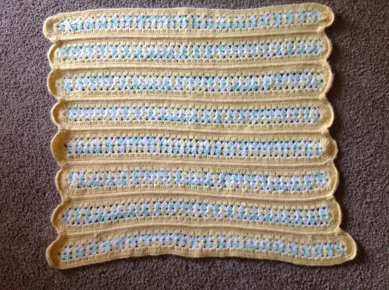 Baby Afghan Pastel Yellows and Greens image 1
