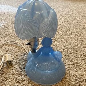 Victorian Blue Glass Southern Belle Parasol Lamp