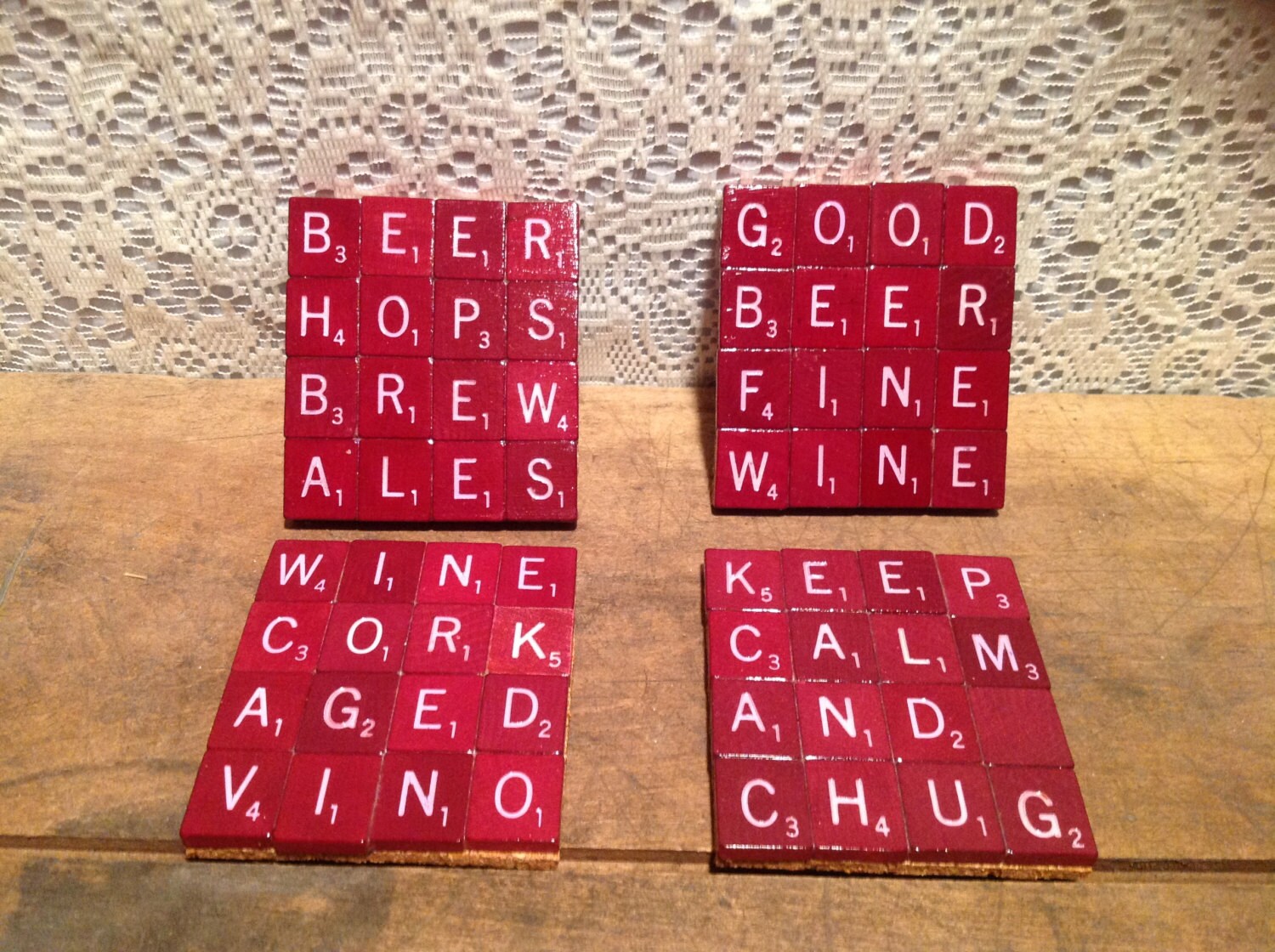 Red Scrable Tile Coasters Etsy Red Scrable Tile Coasters Etsy