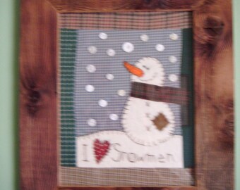 I Love Snowmen picture in barnwood frame