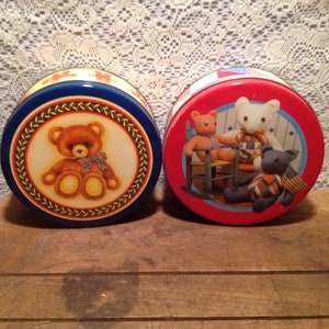 Set of Two Vintage Collectible Bear Tins