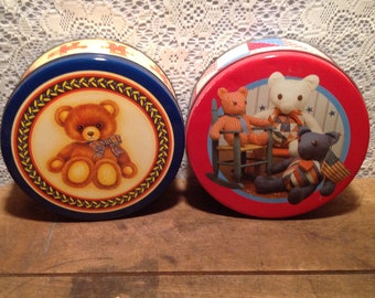 Set of Two Vintage Collectible Bear Tins