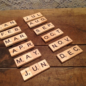 Months Of The Year Scrabble Tile Magnets Set Of Twelve