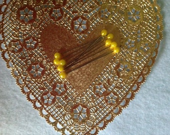 Set of 10, 2" long Round Yellow Pearl Corsage/Straight Pins