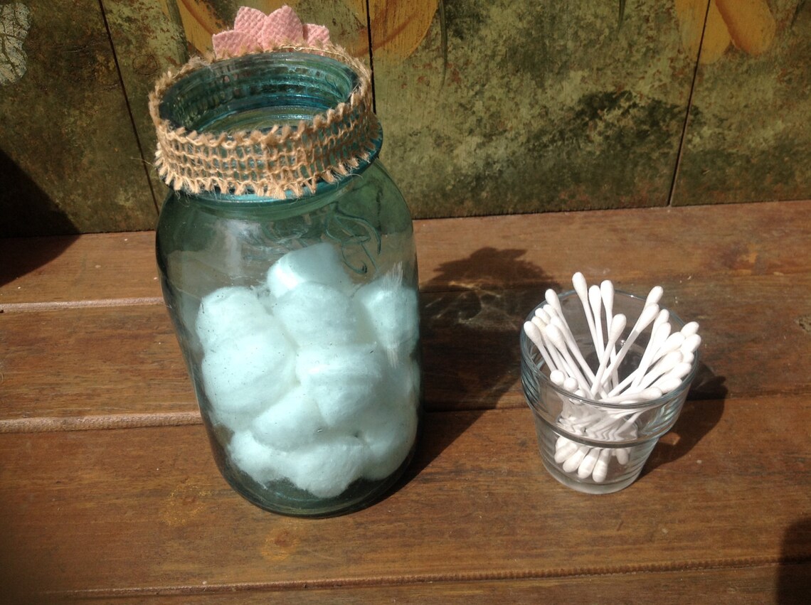 Ball Perfect Mason Jar Cotton Ball and Qtip Holder Etsy