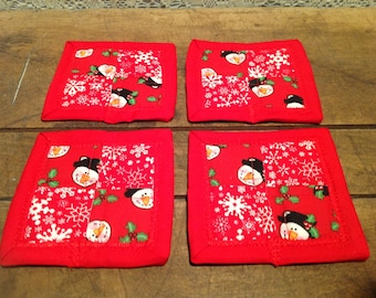 Set of Four Handcrafted Quilted Christmas Coasters