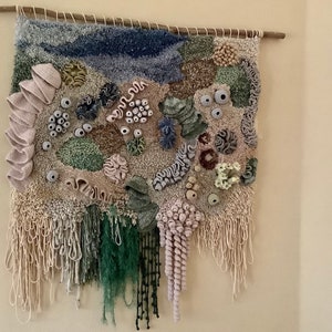 Large woven coral reef tapestry