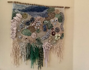 Coral Reef Weaving Wall Art: Crocheted, Knitted, Felted Tapestry - Etsy