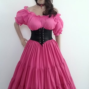 Renaissance Dress Chemise Corset Outfit 4 pcs Wench Pirate Medieval Steampunk Costume Celtic Cosplay Fair MAUVE Halloween