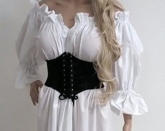 Renaissance Chemise Dress Long Tiered Cotton Pirate Medieval Elvin
