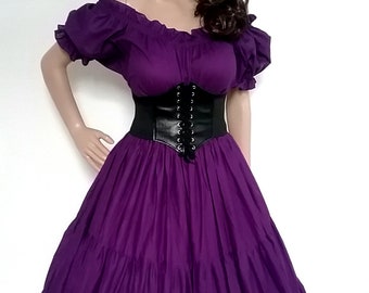 Renaissance Dress, Corset, Skirt, Blouse Complete Outfit 3 Pieces Violet