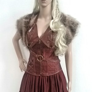 Lagertha Shieldmaiden Dress Warrior Viking Renaissance Fur Capelet Corset