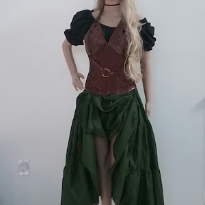Steampunk Pirate Dress Renaissance Corset Chemise Skirt Medieval Gothic Complete Costume