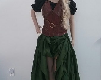 FeMereina Mens Pirate Long Sleeve Shirt Gothic Steampunk Ruffle Top Blouse Victorian Cosplay Renaissance Costume (Beige, Small