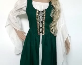 Renaissance Dress Corset Boning Overdress With Chemise Medieval Irish Celtic