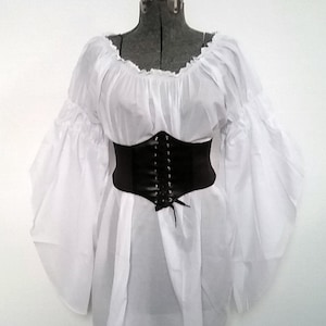 Renaissance Chemise Blouse Long Tiered Sleeves Cotton Pirate Medieval Elvin Plus