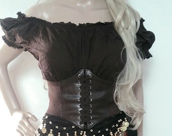 Réquiem, corpiño, top corto, blusa, algodón, steampunk, danza del vientre, moza, pirata