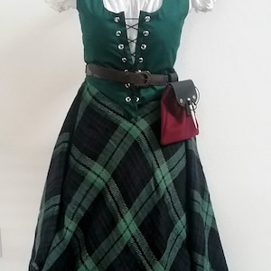 CUSTOM MADE Celtic Dress Shawl Tartan Renaissance Dress Medieval Your Choice Chemise Bodice Skirt Costume Cospaly Halloween