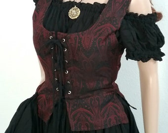 Renaissance Brocade Bodice Cosplay Dress Pirate Victorian Cosplay Witch Halloween Medieval LARP Costume